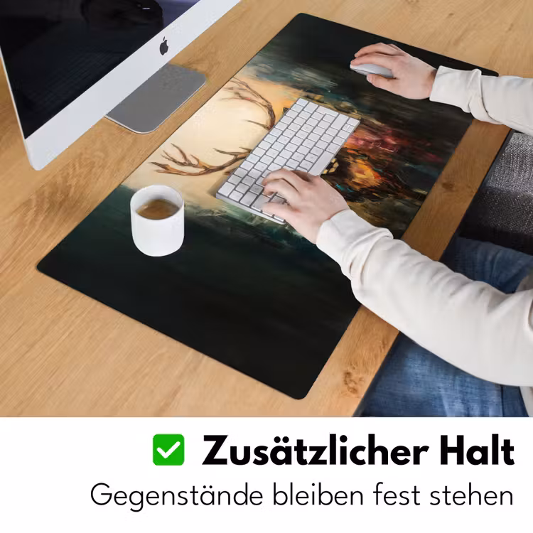 Hert - Geverfd - Gewei - Bruin Muismat XXL klein -ysfeer3_duits