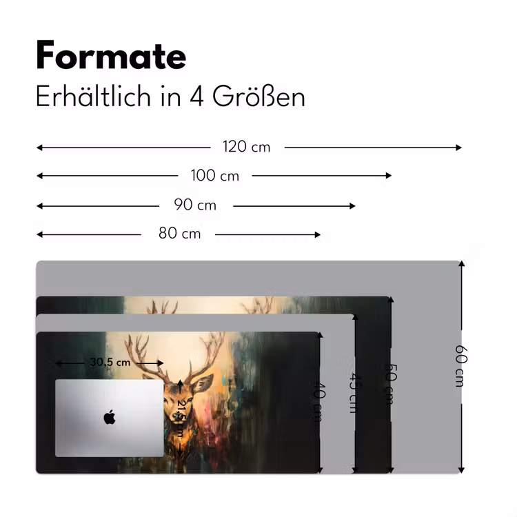 Hert - Geverfd - Gewei - Bruin Muismat XXL klein -ysfeer5_duits