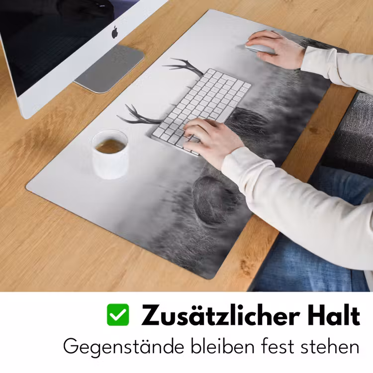 Hert - Mistig - Zwart - Wit Muismat XXL klein -ysfeer3_duits