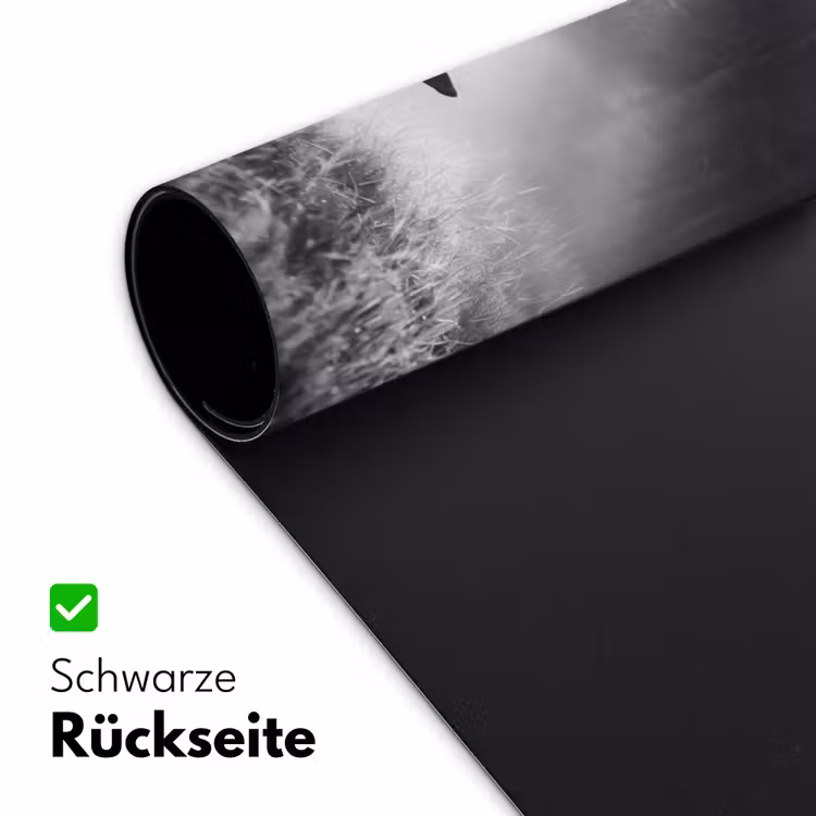 Hert - Bos - Zonnestralen - Zwart-wit - Natuur Muismat XXL klein -ysfeer2_duits