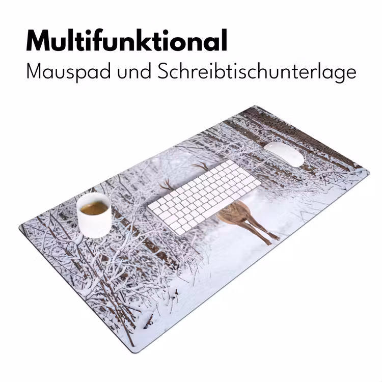 Hert - Winter - Bos - Natuur - Wit Muismat XXL klein -ysfeer4_duits