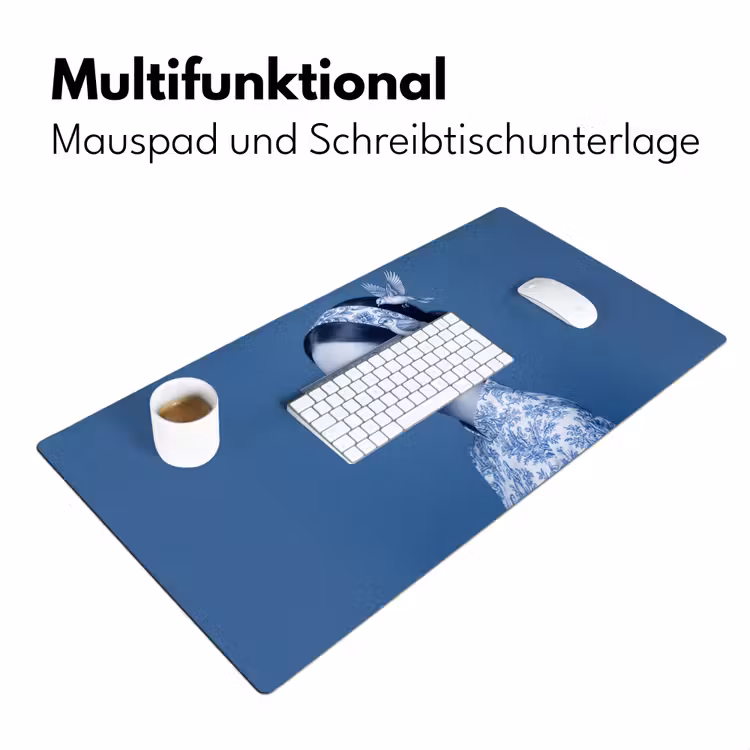 Portret - Klassiek - Wit - Blauw Muismat XXL klein -ysfeer4_duits