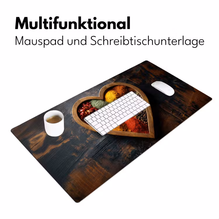 Houten - Hart - Kleurrijke - Specerijen Muismat XXL klein -ysfeer4_duits