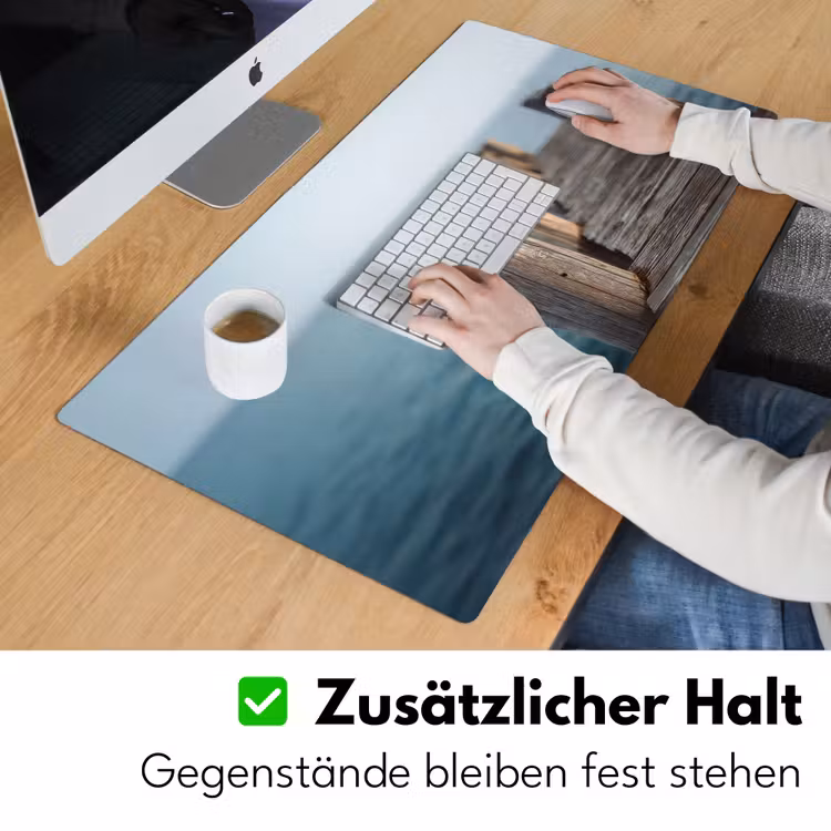 Houten steiger - Helderblauwe lucht Muismat XXL klein -ysfeer3_duits