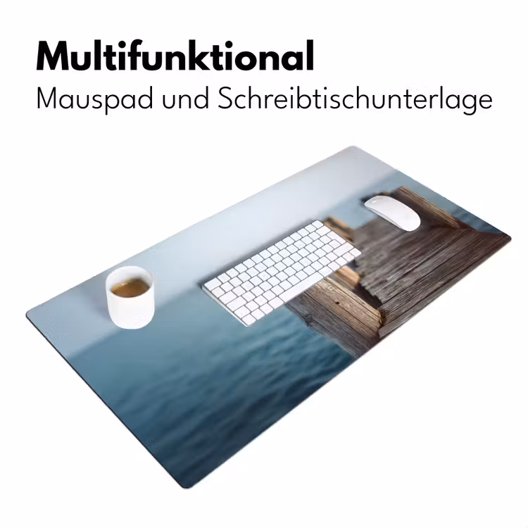 Houten steiger - Helderblauwe lucht Muismat XXL klein -ysfeer4_duits
