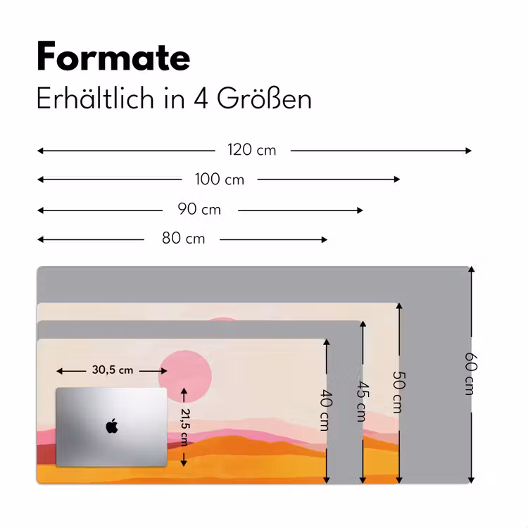 Heuvels - Oranje - Zon - Abstract Muismat XXL klein -ysfeer5_duits