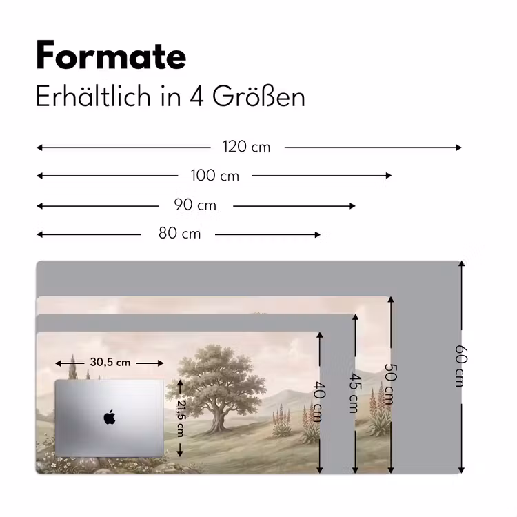 Heuvellandschap - Bomen - Natuur - Groen Muismat XXL klein -ysfeer5_duits