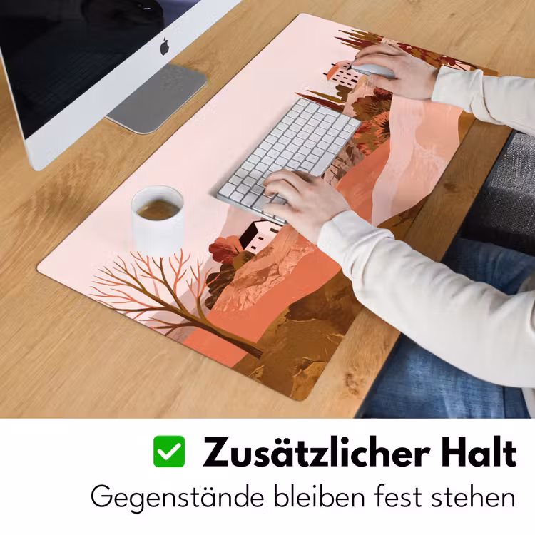 Heuvellandschap - Grafisch - Terracotta Muismat XXL klein -ysfeer3_duits