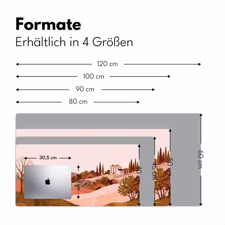 Heuvellandschap - Grafisch - Terracotta Muismat XXL klein -ysfeer5_duits