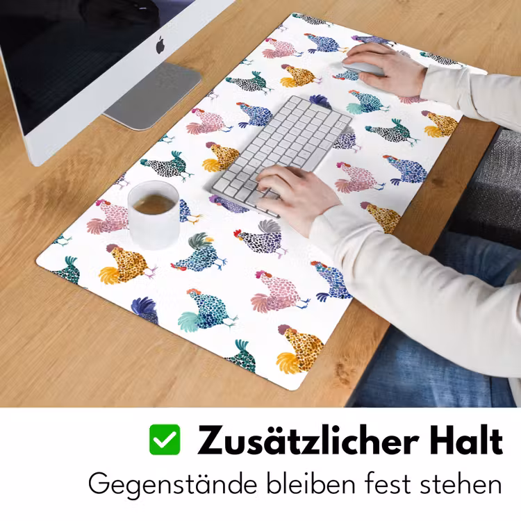 Kippen -Aquarel - Kleurrijk Muismat XXL klein 681 -ysfeer3_duits