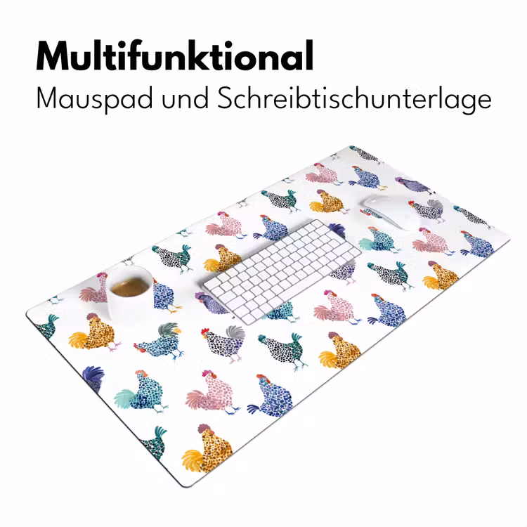 Kippen -Aquarel - Kleurrijk Muismat XXL klein 681 -ysfeer4_duits