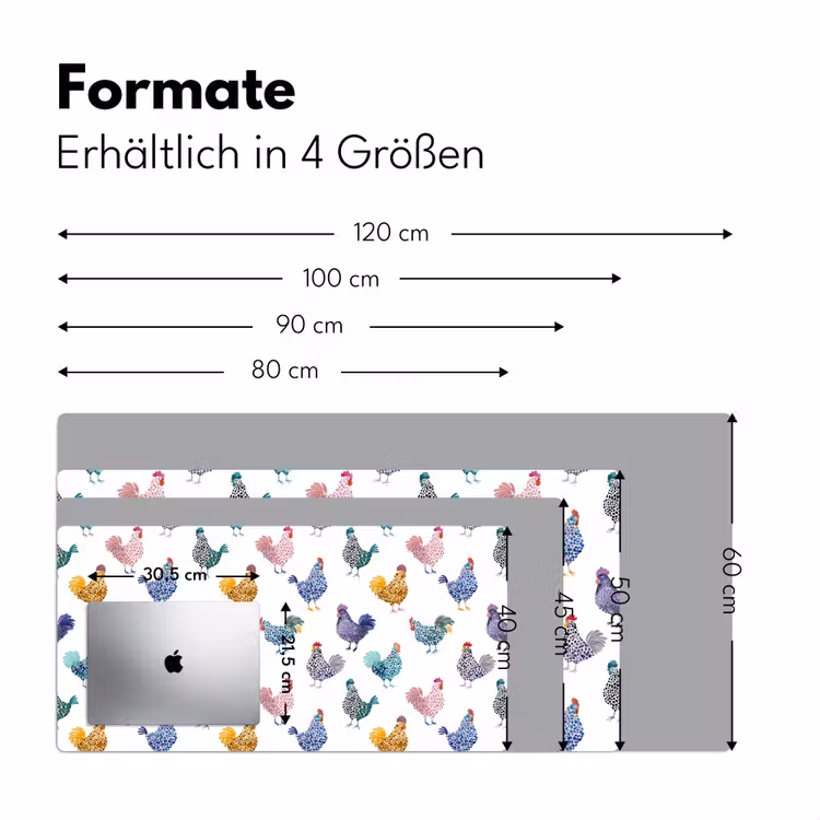Kippen -Aquarel - Kleurrijk Muismat XXL klein 681 -ysfeer5_duits