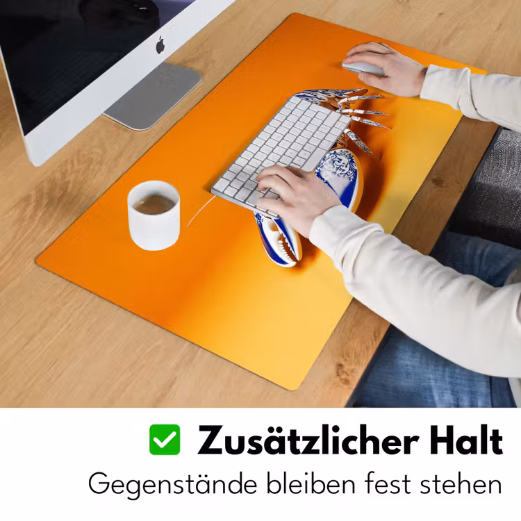 Kreeft - Delftsblauw - Schild - Stoer - Oranje Muismat XXL klein -ysfeer3_duits