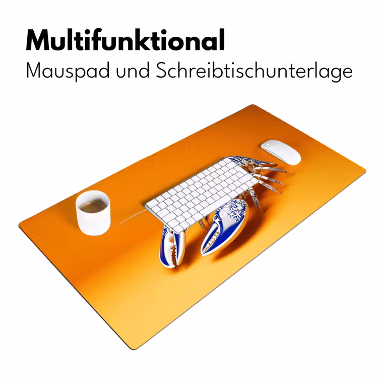 Kreeft - Delftsblauw - Schild - Stoer - Oranje Muismat XXL klein -ysfeer4_duits