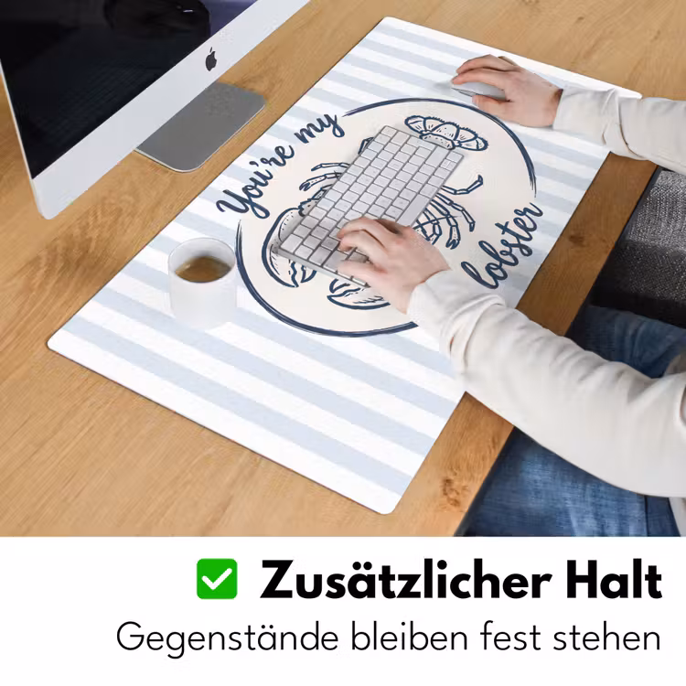 Schreibtischunterlage - Hummer – Illustration – Liebe – Blau – Dekoration - Kreeft - Illustratie - Liefde - Blauw - Decoratie Muismat XXL klein
