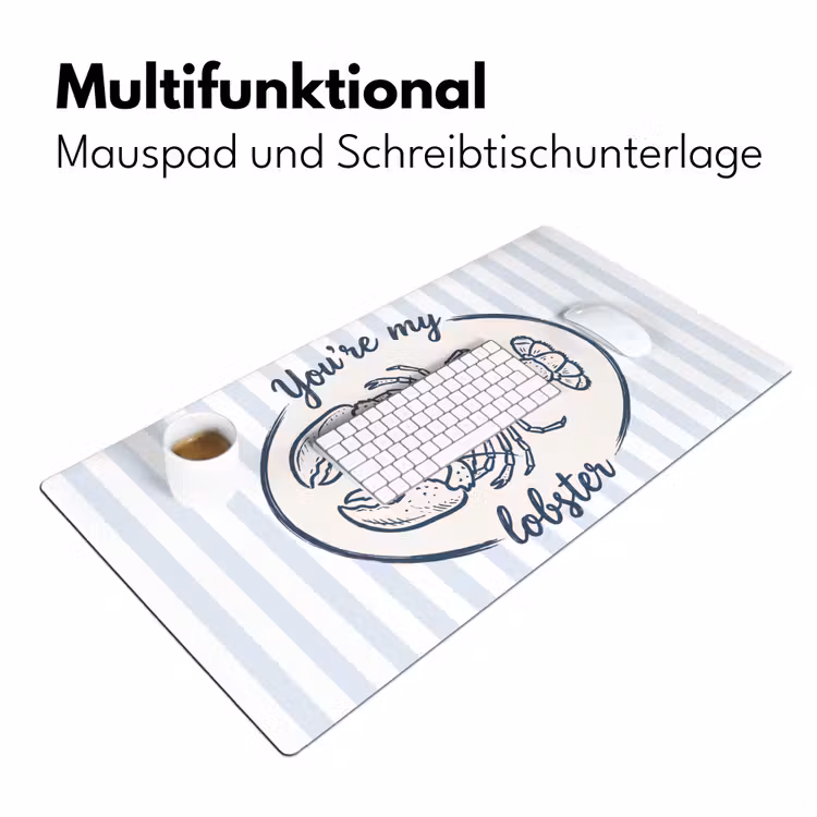 Schreibtischunterlage - Hummer – Illustration – Liebe – Blau – Dekoration - Kreeft - Illustratie - Liefde - Blauw - Decoratie Muismat XXL klein