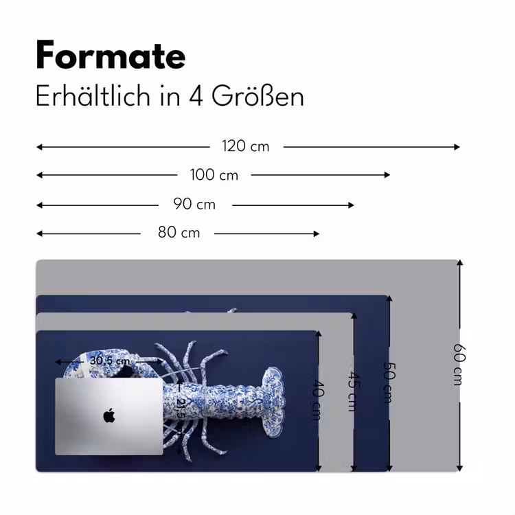 Kreeft - Porselein - Delfts - Blauw Muismat XXL klein -ysfeer5_duits