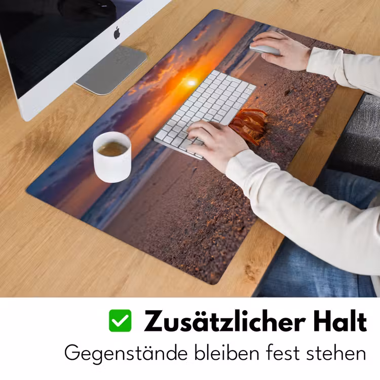 Kreeft - Strand - Natuur - Zonsondergang - Oranje Muismat XXL klein -ysfeer3_duits