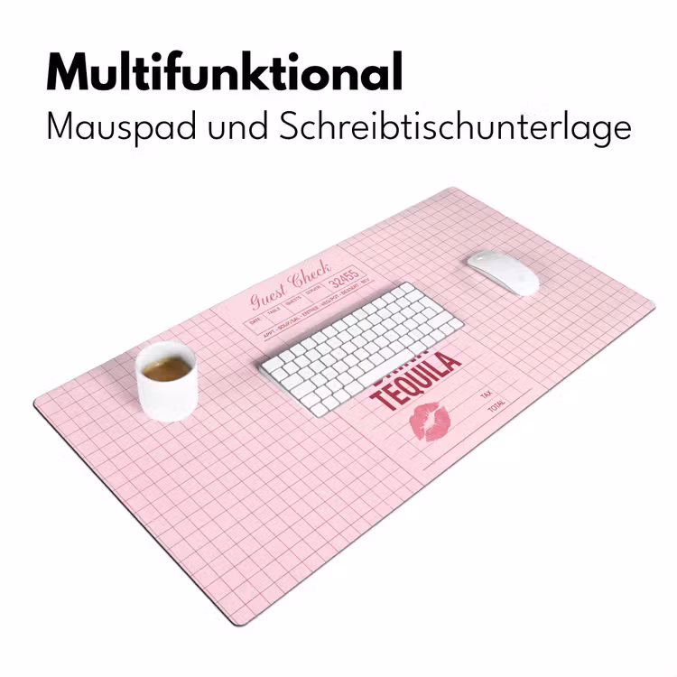 Schreibtischunterlage - Humor – Alkohol – Text – Rosa - Humor - Drank - Tekst - Roze Muismat XXL klein