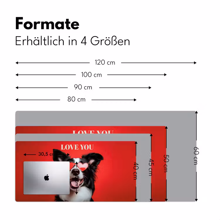Hond - Hartjesbril - Loveyou - Rood Muismat XXL klein -ysfeer5_duits