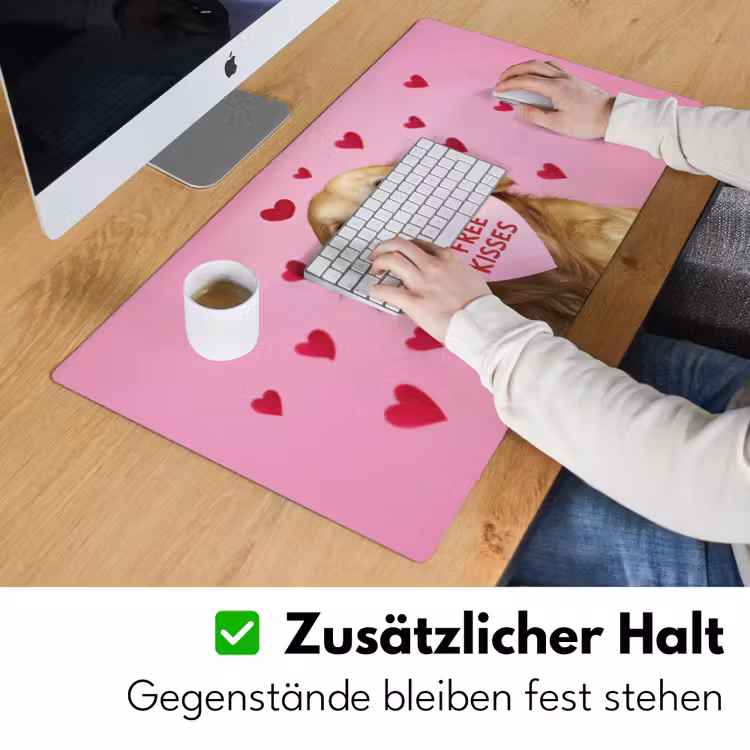 Hond - Kiss- Valentijn - Hartjes Muismat XXL klein -ysfeer3_duits