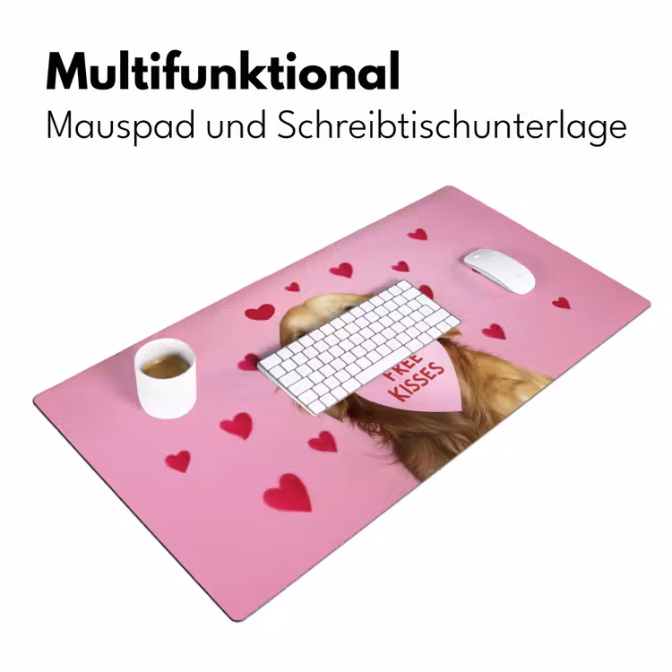 Hond - Kiss- Valentijn - Hartjes Muismat XXL klein -ysfeer4_duits