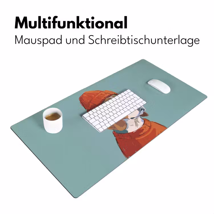 Schreibtischunterlage - Hund – Mütze – Sonnenbrille – Tiere – Modern - Hond - Beanie - Zonnebril - Dieren - Modern Muismat XXL klein