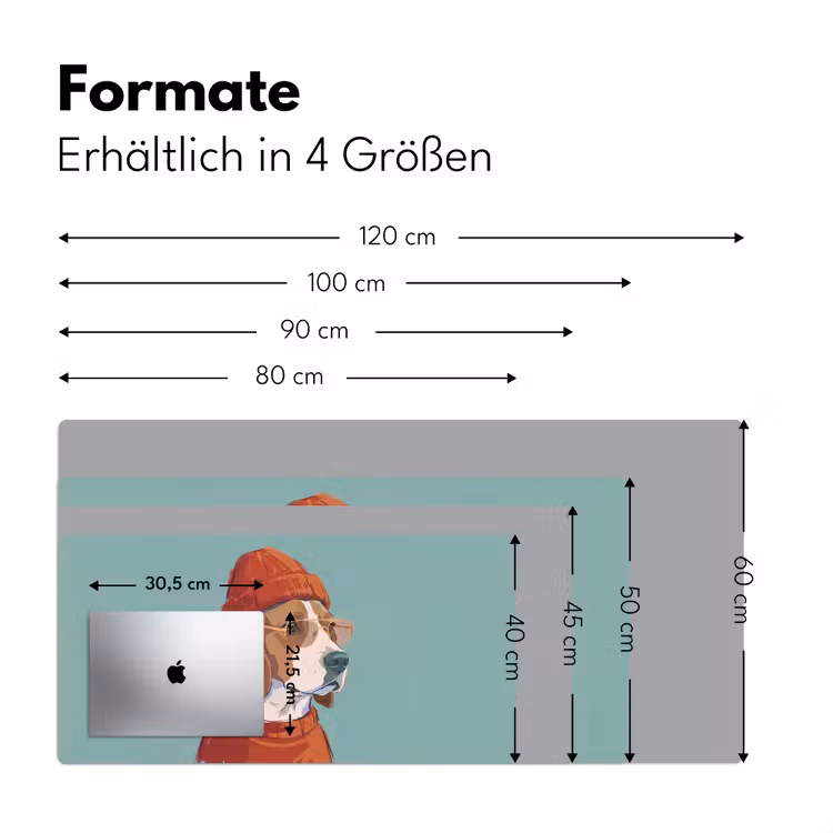 Schreibtischunterlage - Hund – Mütze – Sonnenbrille – Tiere – Modern - Hond - Beanie - Zonnebril - Dieren - Modern Muismat XXL klein