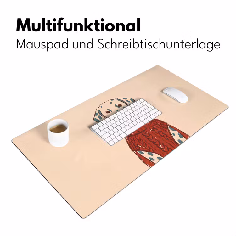 Schreibtischunterlage - Hund – Pullover – Winter – Tiere – Rot - Hond - Trui - Winter - Dieren - Rood Muismat XXL klein