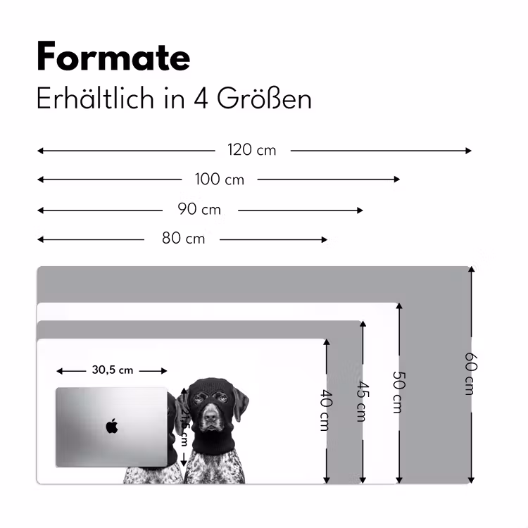 Honden - Bivakmuts - Zwart - wit Muismat XXL klein -ysfeer5_duits