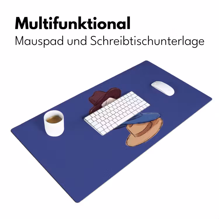 Schreibtischunterlage - Hüte – gestapelt – Mode – farbenfroh – Illustration - Hoeden - Gestapeld - Mode - Kleurrijk - Illustratie Muismat XXL klein