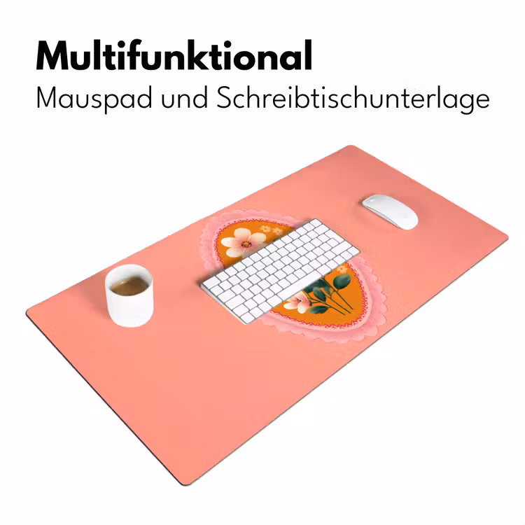 Illustratie - Bloemen - Rand - Roze Muismat XXL klein -ysfeer4_duits