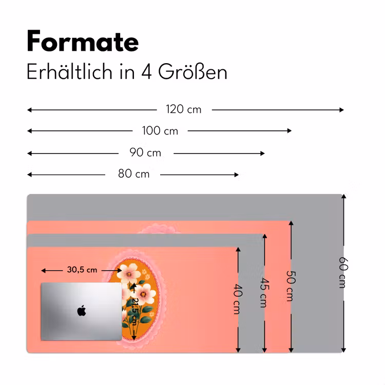 Illustratie - Bloemen - Rand - Roze Muismat XXL klein -ysfeer5_duits