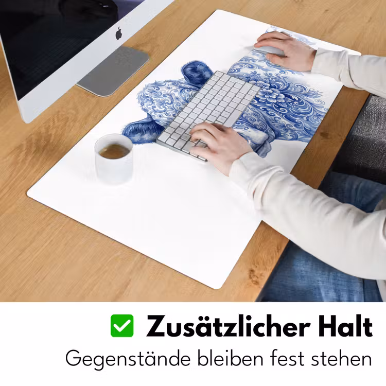 Illustratie - Koe - Blauw Muismat XXL klein -ysfeer3_duits