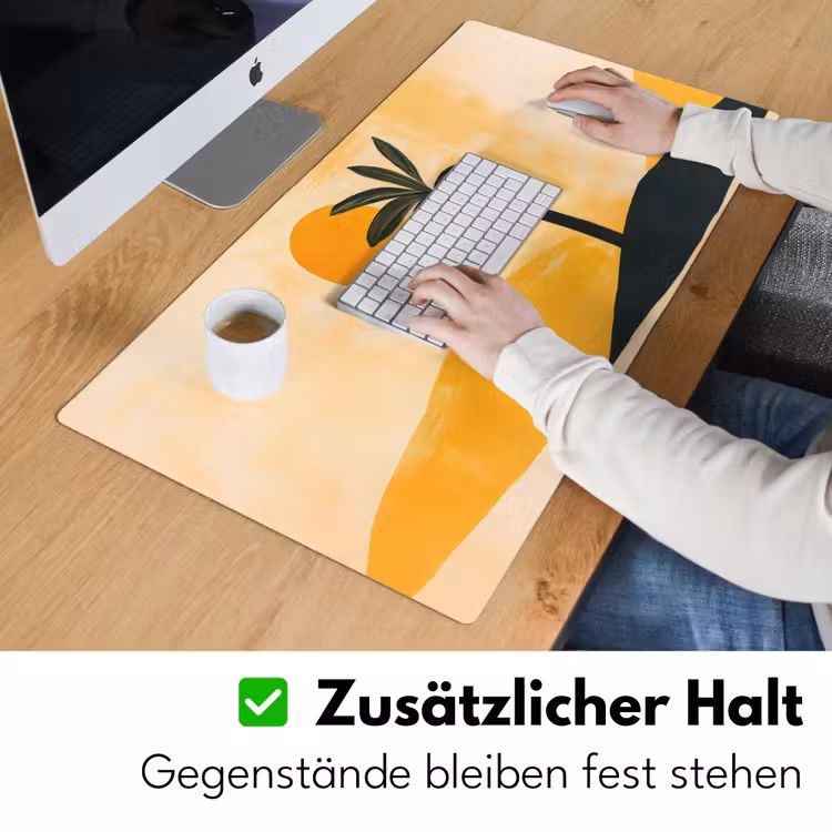 Illustratie - Palmboom - Zon - Heuvels Muismat XXL klein -ysfeer3_duits