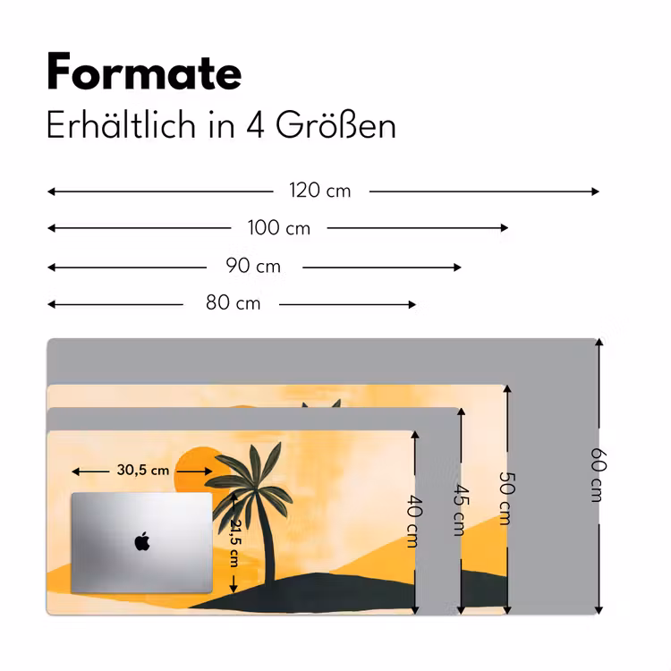 Illustratie - Palmboom - Zon - Heuvels Muismat XXL klein -ysfeer5_duits