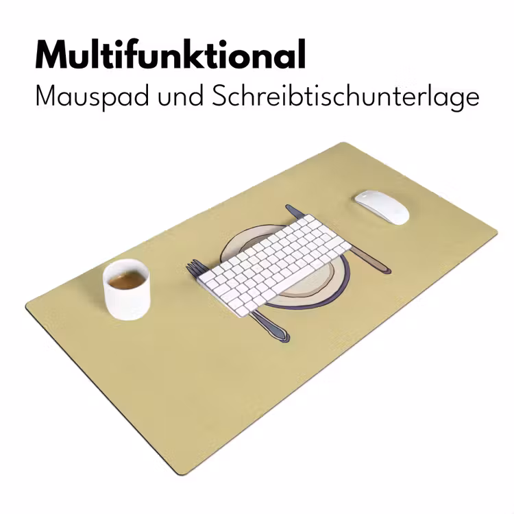 Illustratie - Bord - Bestek - Beige Muismat XXL klein -ysfeer4_duits