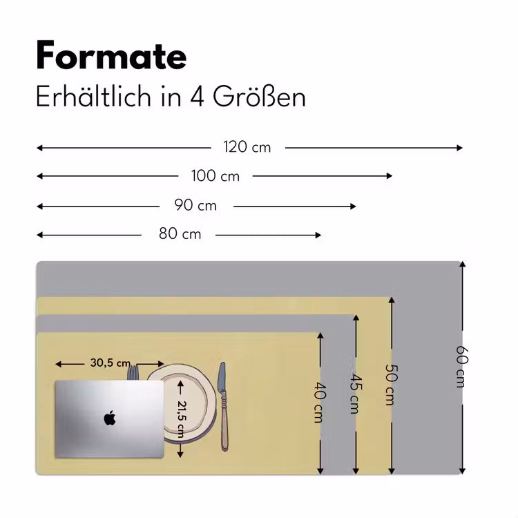 Illustratie - Bord - Bestek - Beige Muismat XXL klein -ysfeer5_duits