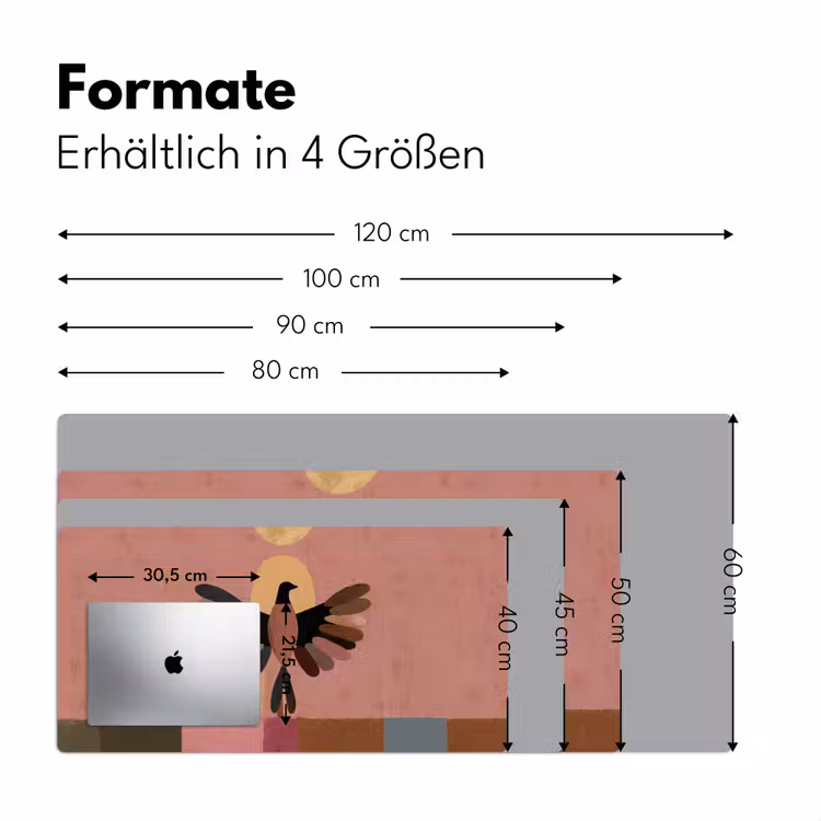 Illustratie - Vogel - Vlakken - Kleurrijk Muismat XXL klein -ysfeer5_duits