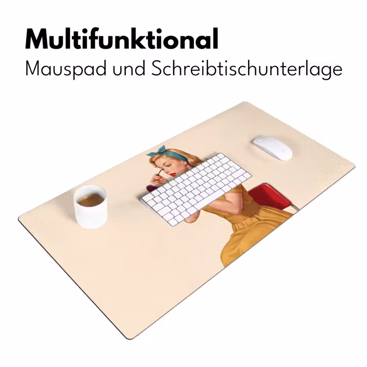 Illustratie - Mascara - Vrouw - Geel Muismat XXL klein -ysfeer4_duits