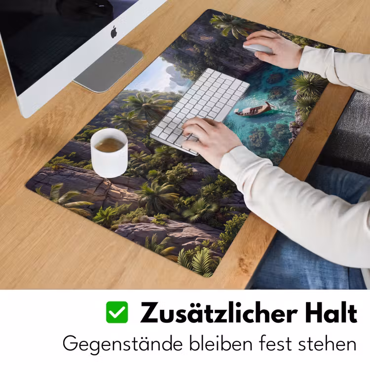 Eiland - Tropisch - Water - Palmbomen - Natuur Muismat XXL klein -ysfeer3_duits