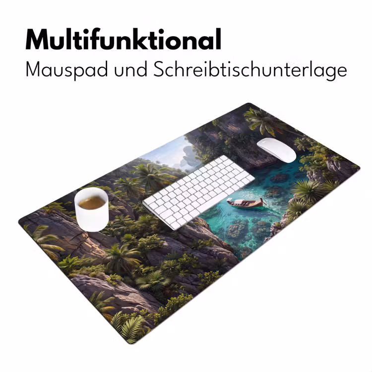 Eiland - Tropisch - Water - Palmbomen - Natuur Muismat XXL klein -ysfeer4_duits