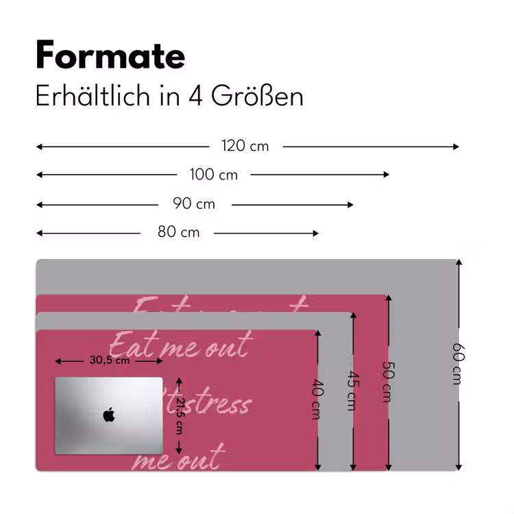 eat me out don't stress me out - Roze - Minimalistisch Muismat XXL klein -ysfeer5_duits