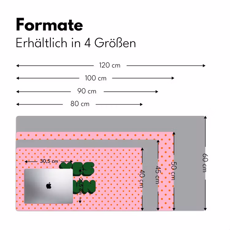 Yes fun - Groen - Roze - Stippen Muismat XXL klein -ysfeer5_duits
