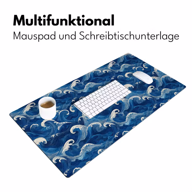 Japans - Oceaan - Golven - Blauw Muismat XXL klein 681 -ysfeer4_duits