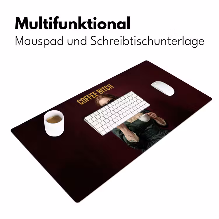Koffie - Vrouw - Middelvinger Muismat XXL klein -ysfeer4_duits