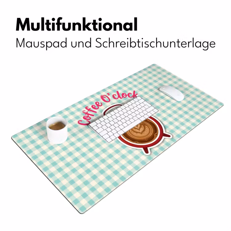 Koffie - Klok - Groen Muismat XXL klein -ysfeer4_duits