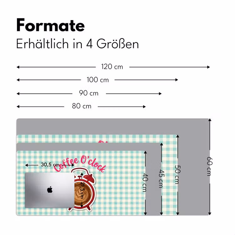 Koffie - Klok - Groen Muismat XXL klein -ysfeer5_duits
