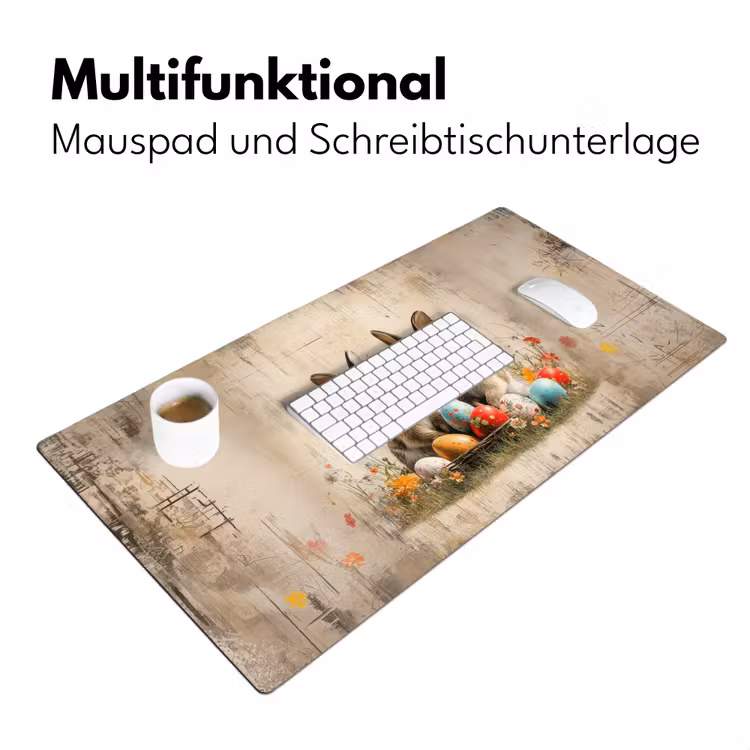 Konijnen - Bloemen - Eieren Muismat XXL klein -ysfeer4_duits