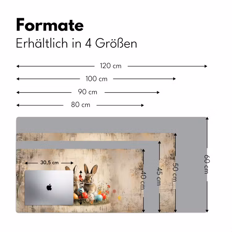 Konijnen - Bloemen - Eieren Muismat XXL klein -ysfeer5_duits